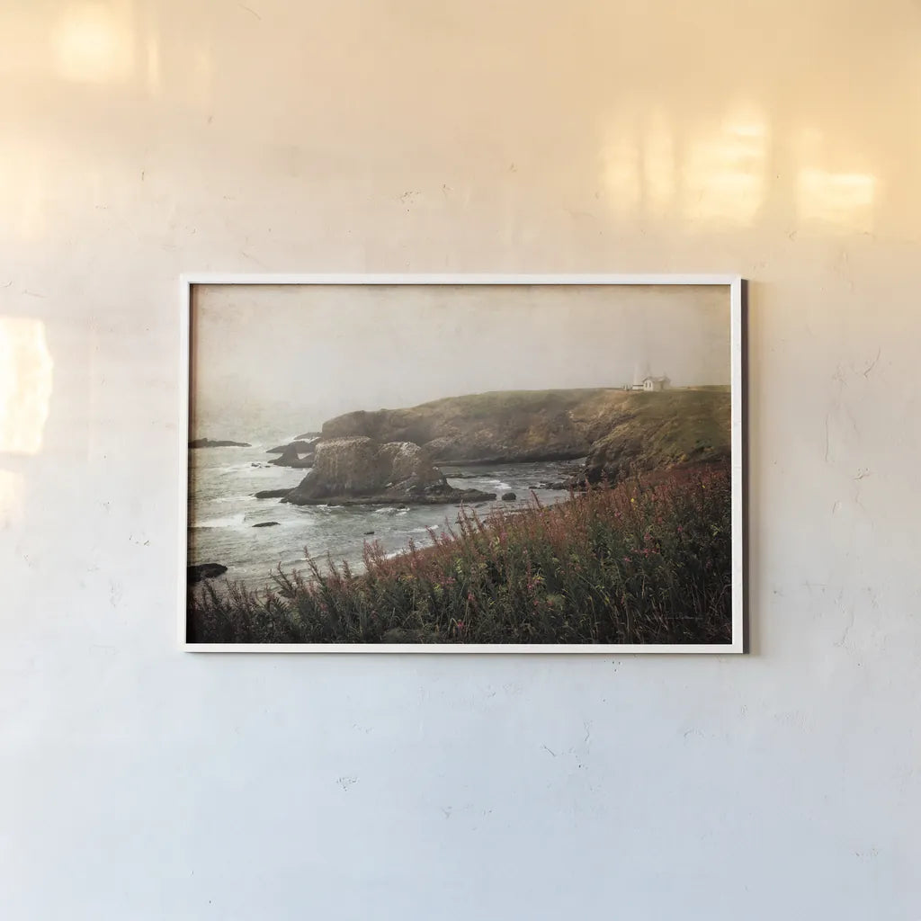 Coastal Mist by Debra Van Swearingen. shown as a paper print in a white frame. Available as a archival giclee rolled canvas, fine art paper, or poster print. SKU 47843i.