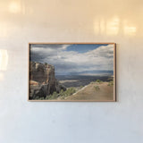 Colorado Scene by Debra Van Swearingen. shown as a paper print in a natural frame. Available as a archival giclee rolled canvas, fine art paper, or poster print. SKU 88676i.