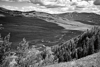 Colorado Valley BW by Debra Van Swearingen. SKU 82776i. Archival Giclee Fine art print for wall decor.