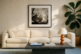 Connection by Debra Van Swearingen. Displayed in a glass frame with matte in a clean modern living room. Available as an archival giclee rolled canvas, fine art paper, or poster print. SKU 63819a.