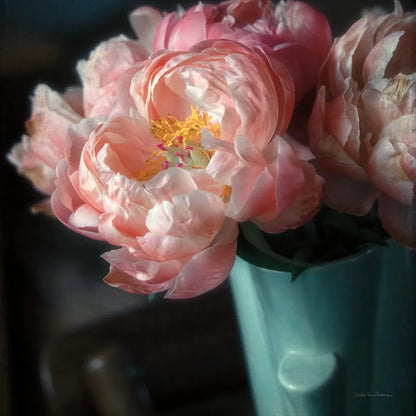 Coral Peonies I by Debra Van Swearingen. SKU 86250a. Archival Giclee Fine art print for wall decor.