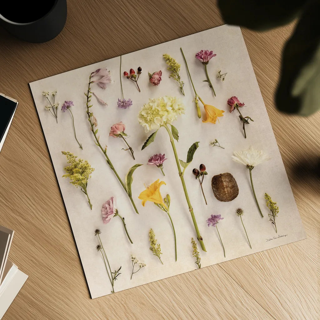 Cottage Flora II by Debra Van Swearingen. Shown as a detailed flat fine art print, highlighting archival giclee quality. Available as an archival giclee rolled canvas, fine art paper, or poster print. SKU 86784a.