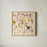 Cottage Flora II by Debra Van Swearingen. Shown in a natural wood glass frame for a timeless modern aesthetic. Available as an archival giclee rolled canvas, fine art paper, or poster print. SKU 86784a.