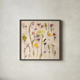 Cottage Floral II No Shell by Debra Van Swearingen. Shown in a sleek black glass frame for a contemporary gallery look. Available as an archival giclee rolled canvas, fine art paper, or poster print. SKU 87617a.
