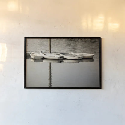 Dories by Debra Van Swearingen. shown as a paper print in a black flame. Available as a archival giclee rolled canvas, fine art paper, or poster print. SKU 90961i.