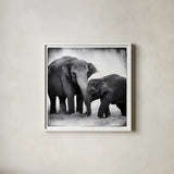 Elephant III by Debra Van Swearingen. Shown in a crisp white glass frame for a clean and minimalist style. Available as an archival giclee rolled canvas, fine art paper, or poster print. SKU 20879a.
