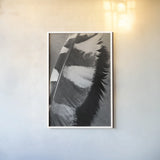Feather Shadow I by Debra Van Swearingen. shown as a paper print in a white frame. Available as a archival giclee rolled canvas, fine art paper, or poster print. SKU 55154h.