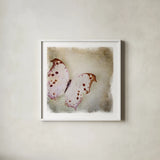 Floating Butterfly II by Debra Van Swearingen. Shown in a crisp white glass frame for a clean and minimalist style. Available as an archival giclee rolled canvas, fine art paper, or poster print. SKU 25791a.