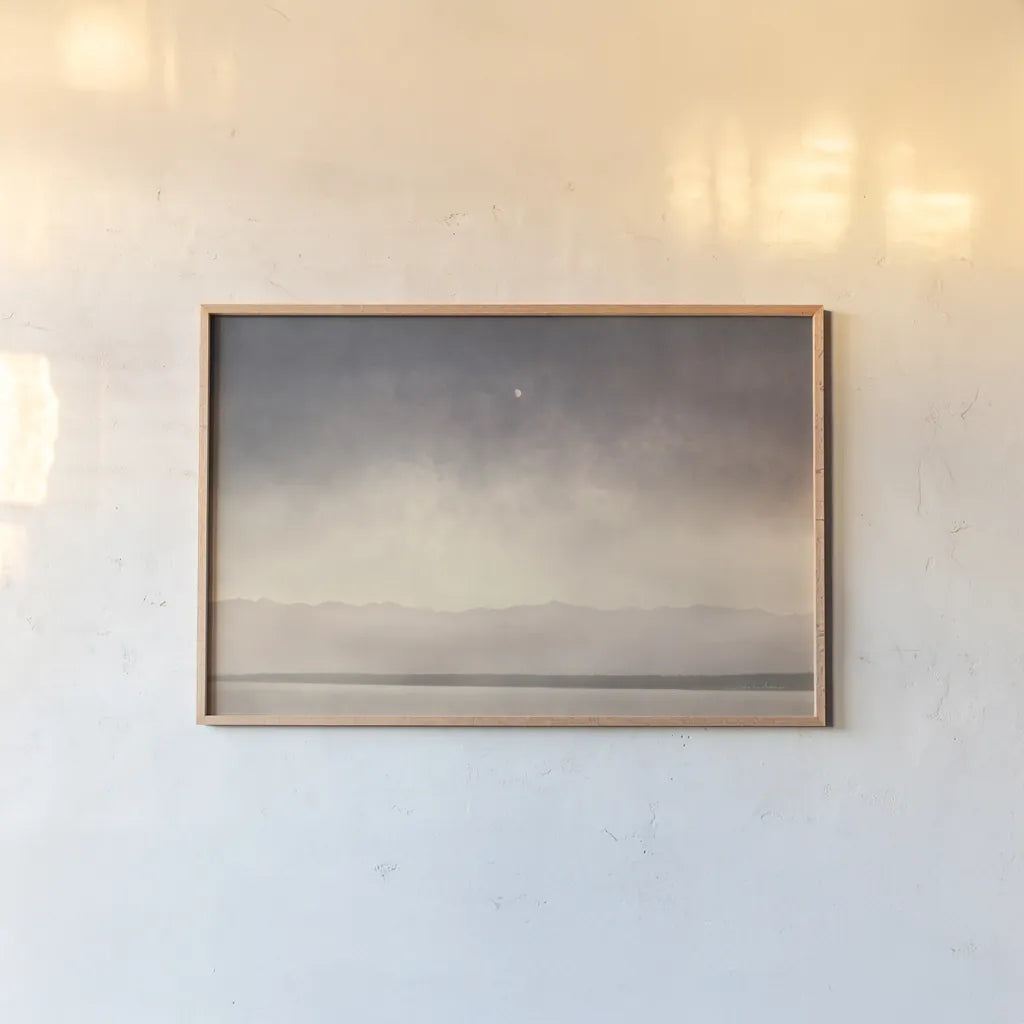 How High is the Moon by Debra Van Swearingen. shown as a paper print in a natural frame. Available as a archival giclee rolled canvas, fine art paper, or poster print. SKU 85634i.