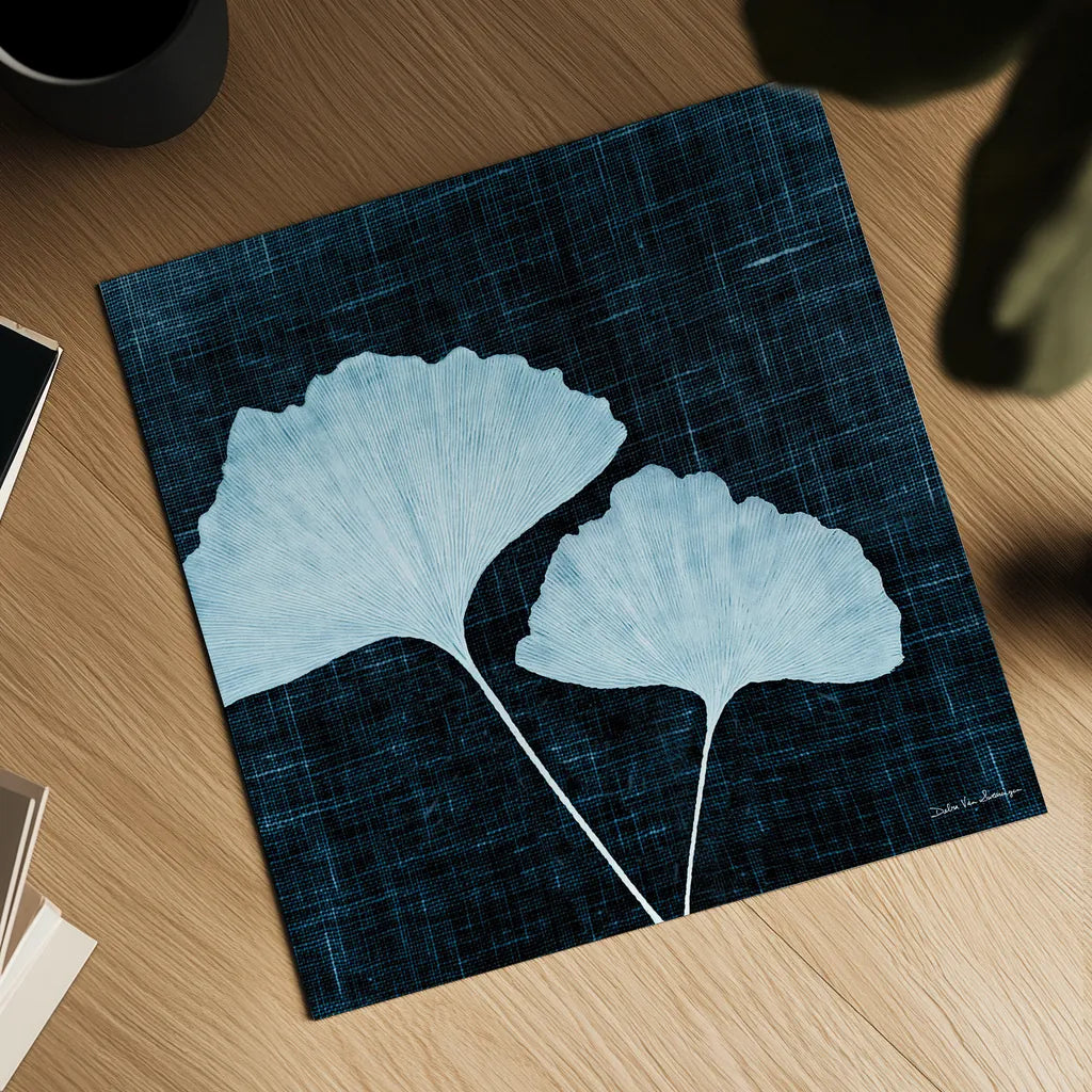 Leaves on Linen I by Debra Van Swearingen. Shown as a detailed flat fine art print, highlighting archival giclee quality. Available as an archival giclee rolled canvas, fine art paper, or poster print. SKU 19426a.