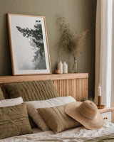 Majestic Pines II by Debra Van Swearingen. shown as a paper print in a natural frame. Available as a archival giclee rolled canvas, fine art paper, or poster print. SKU 77359h.