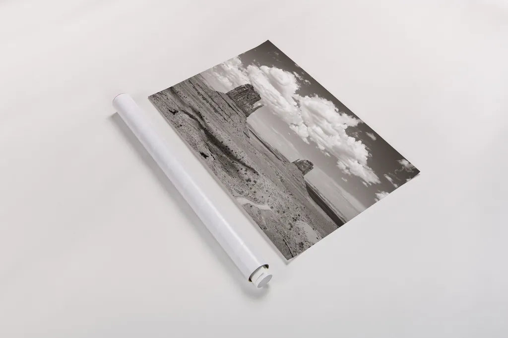 Monument Valley IV Sepia by Debra Van Swearingen. shown as a rolled paper print. Available as archival giclee rolled canvas, fine art paper, or poster print. SKU 81272i.