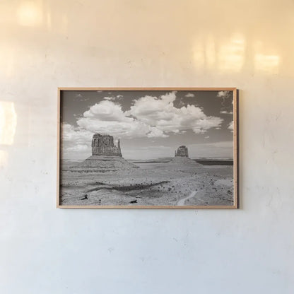 Monument Valley IV Sepia by Debra Van Swearingen. shown as a paper print in a natural frame. Available as a archival giclee rolled canvas, fine art paper, or poster print. SKU 81272i.