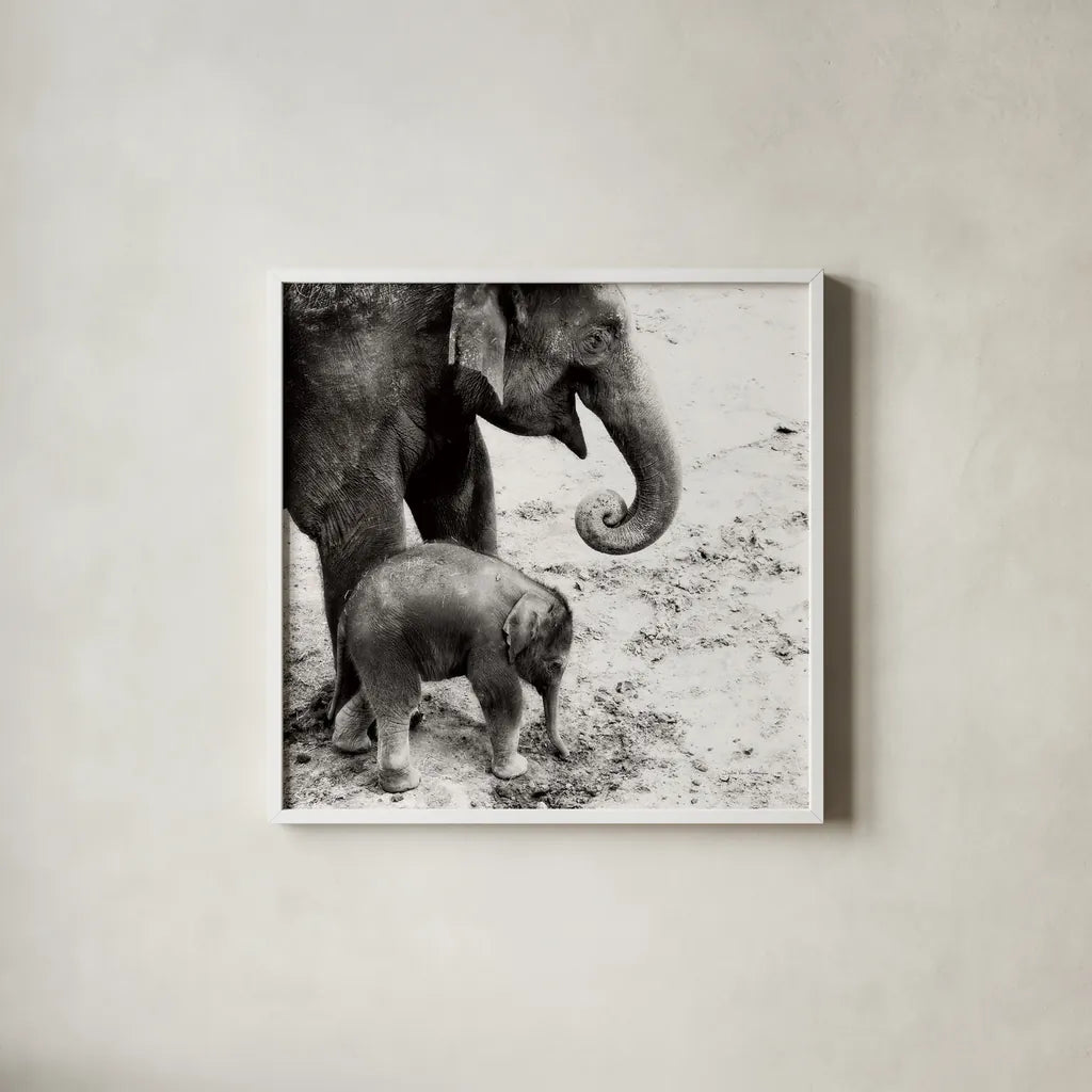 Mother and Daughter by Debra Van Swearingen. Shown in a crisp white glass frame for a clean and minimalist style. Available as an archival giclee rolled canvas, fine art paper, or poster print. SKU 52699a.