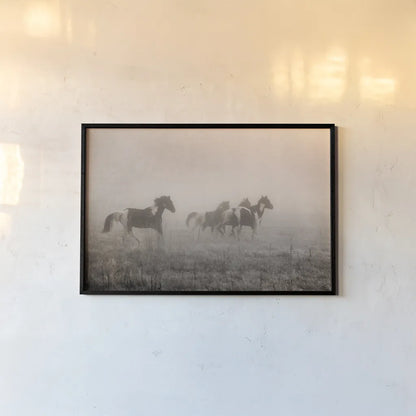 Paint Horses on the Run by Debra Van Swearingen. shown as a paper print in a black flame. Available as a archival giclee rolled canvas, fine art paper, or poster print. SKU 59412i.