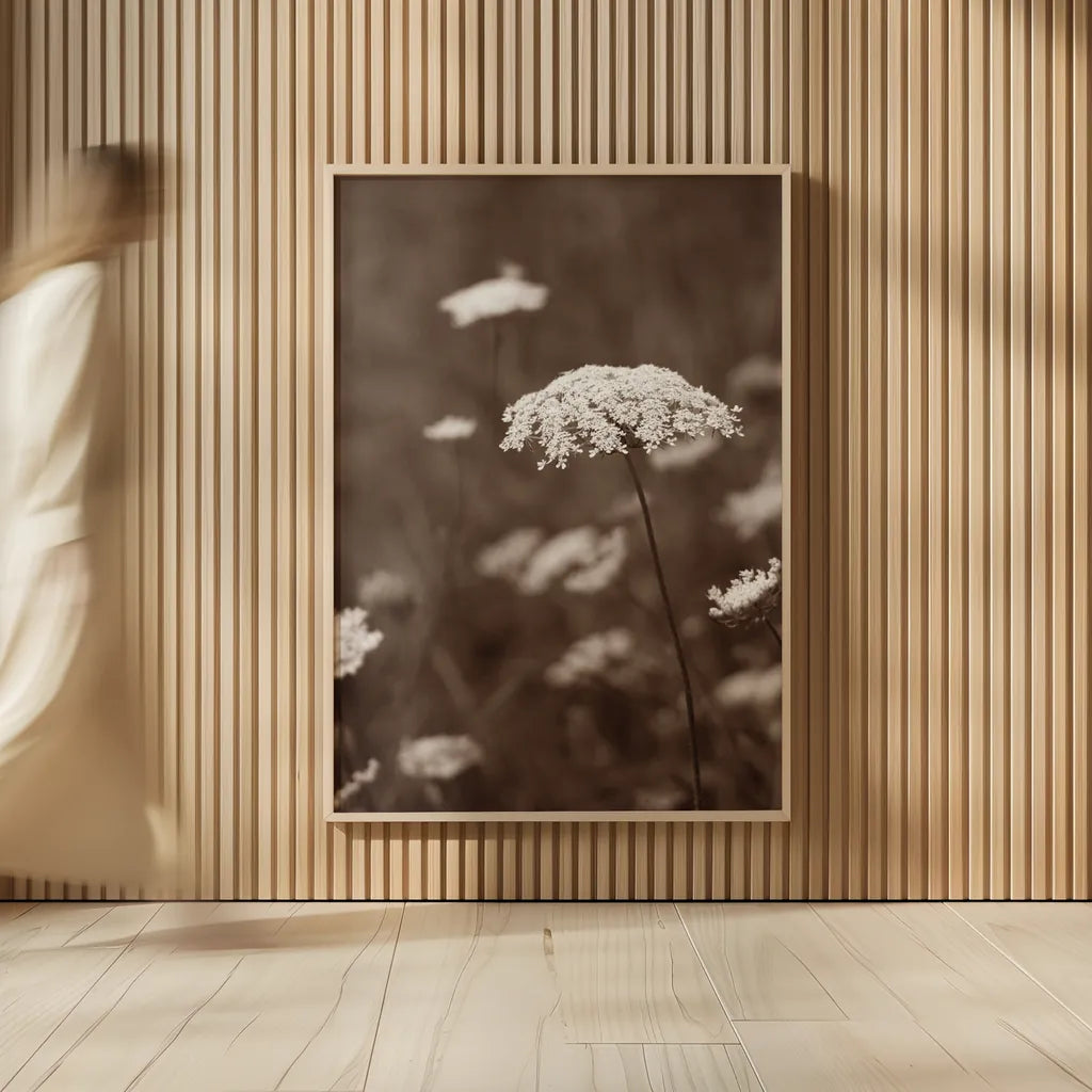 Queen Annes Lace II by Debra Van Swearingen. shown as over sized large wall art. Available as an archival giclee rolled canvas, fine art paper, or poster print. SKU 86786h.