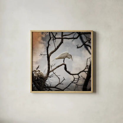 Respite by Debra Van Swearingen. Shown in a natural wood glass frame for a timeless modern aesthetic. Available as an archival giclee rolled canvas, fine art paper, or poster print. SKU 63823a.