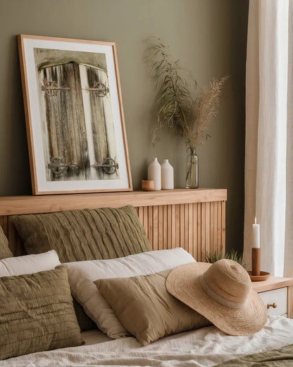 Rustic Door by Debra Van Swearingen. shown as a paper print in a natural frame. Available as a archival giclee rolled canvas, fine art paper, or poster print. SKU 88462h.