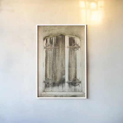 Rustic Door by Debra Van Swearingen. shown as a paper print in a white frame. Available as a archival giclee rolled canvas, fine art paper, or poster print. SKU 88462h.