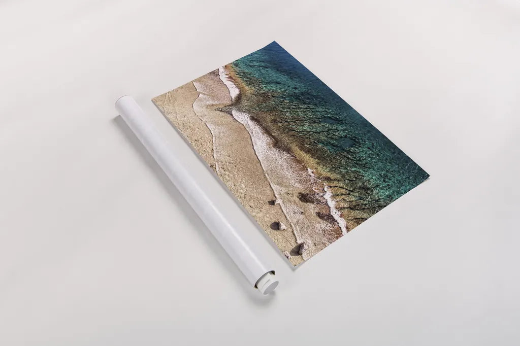 Sand and Sea by Debra Van Swearingen. shown as a rolled paper print. Available as archival giclee rolled canvas, fine art paper, or poster print. SKU 42504i.