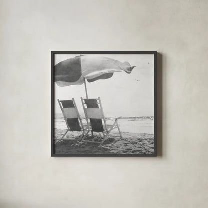 Sea For Two BW Crop by Debra Van Swearingen. Shown in a sleek black glass frame for a contemporary gallery look. Available as an archival giclee rolled canvas, fine art paper, or poster print. SKU 77149a.