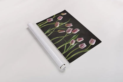 Spring Tulips IX by Debra Van Swearingen. shown as a rolled paper print. Available as archival giclee rolled canvas, fine art paper, or poster print. SKU 23299i.