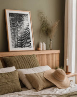 Sunlit Palms II by Debra Van Swearingen. shown as a paper print in a natural frame. Available as a archival giclee rolled canvas, fine art paper, or poster print. SKU 81258h.