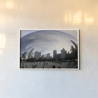 The Bean Chicago by Debra Van Swearingen. shown as a paper print in a white frame. Available as a archival giclee rolled canvas, fine art paper, or poster print. SKU 55174i.