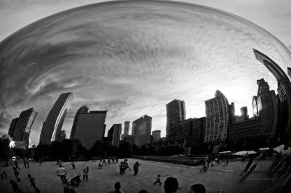 The Bean Chicago BW by Debra Van Swearingen. SKU 55175i. Archival Giclee Fine art print for wall decor.