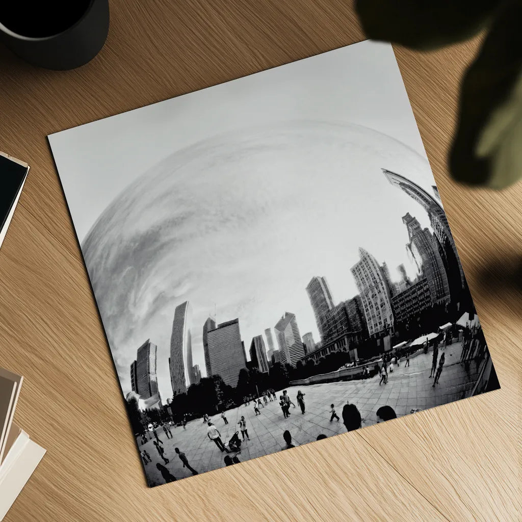 The Bean Chicago Bold Sq by Debra Van Swearingen. Shown as a detailed flat fine art print, highlighting archival giclee quality. Available as an archival giclee rolled canvas, fine art paper, or poster print. SKU 64604a.