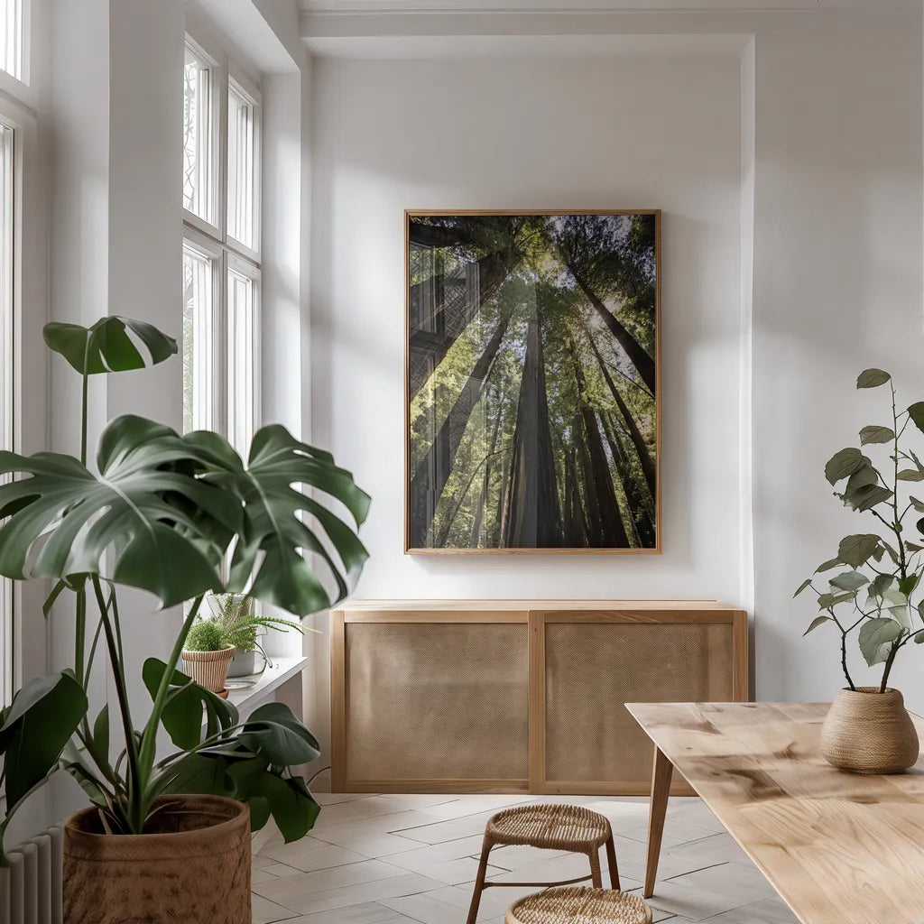 The Stand by Debra Van Swearingen. shown as a print in a natural wood frame in a dining room. Available as a archival giclee rolled canvas, fine art paper, or poster print. SKU 55172h.