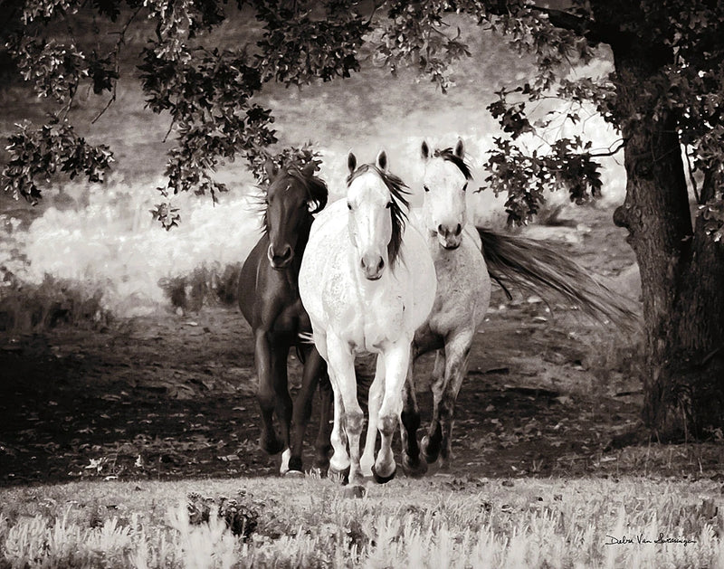 Three Wild Horses Sepia by Debra Van Swearingen