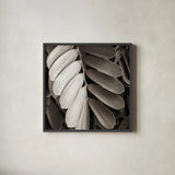 Tropical Plant I Crop by Debra Van Swearingen. Shown in a sleek black glass frame for a contemporary gallery look. Available as an archival giclee rolled canvas, fine art paper, or poster print. SKU 23499a.