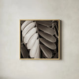 Tropical Plant I Crop by Debra Van Swearingen. Shown in a natural wood glass frame for a timeless modern aesthetic. Available as an archival giclee rolled canvas, fine art paper, or poster print. SKU 23499a.