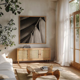 Tropical Plant II Crop by Debra Van Swearingen. Shown in a natural wood frame in a cozy modern living room. Available as an archival giclee rolled canvas, fine art paper, or poster print. SKU 23500a.