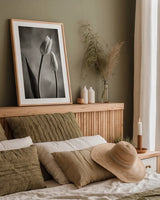 Two Tone Tulips III by Debra Van Swearingen. shown as a paper print in a natural frame. Available as a archival giclee rolled canvas, fine art paper, or poster print. SKU 19435h.