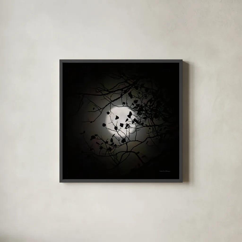 Vermont Blue Moon by Debra Van Swearingen. Shown in a sleek black glass frame for a contemporary gallery look. Available as an archival giclee rolled canvas, fine art paper, or poster print. SKU 90962a.