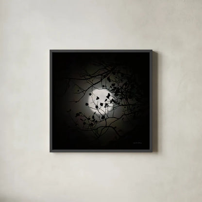 Vermont Blue Moon by Debra Van Swearingen. Shown in a sleek black glass frame for a contemporary gallery look. Available as an archival giclee rolled canvas, fine art paper, or poster print. SKU 90962a.