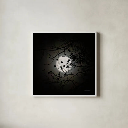 Vermont Blue Moon by Debra Van Swearingen. Shown in a crisp white glass frame for a clean and minimalist style. Available as an archival giclee rolled canvas, fine art paper, or poster print. SKU 90962a.