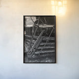 Vintage Train III BW by Debra Van Swearingen. shown as a paper print in a black flame. Available as a archival giclee rolled canvas, fine art paper, or poster print. SKU 88465h.