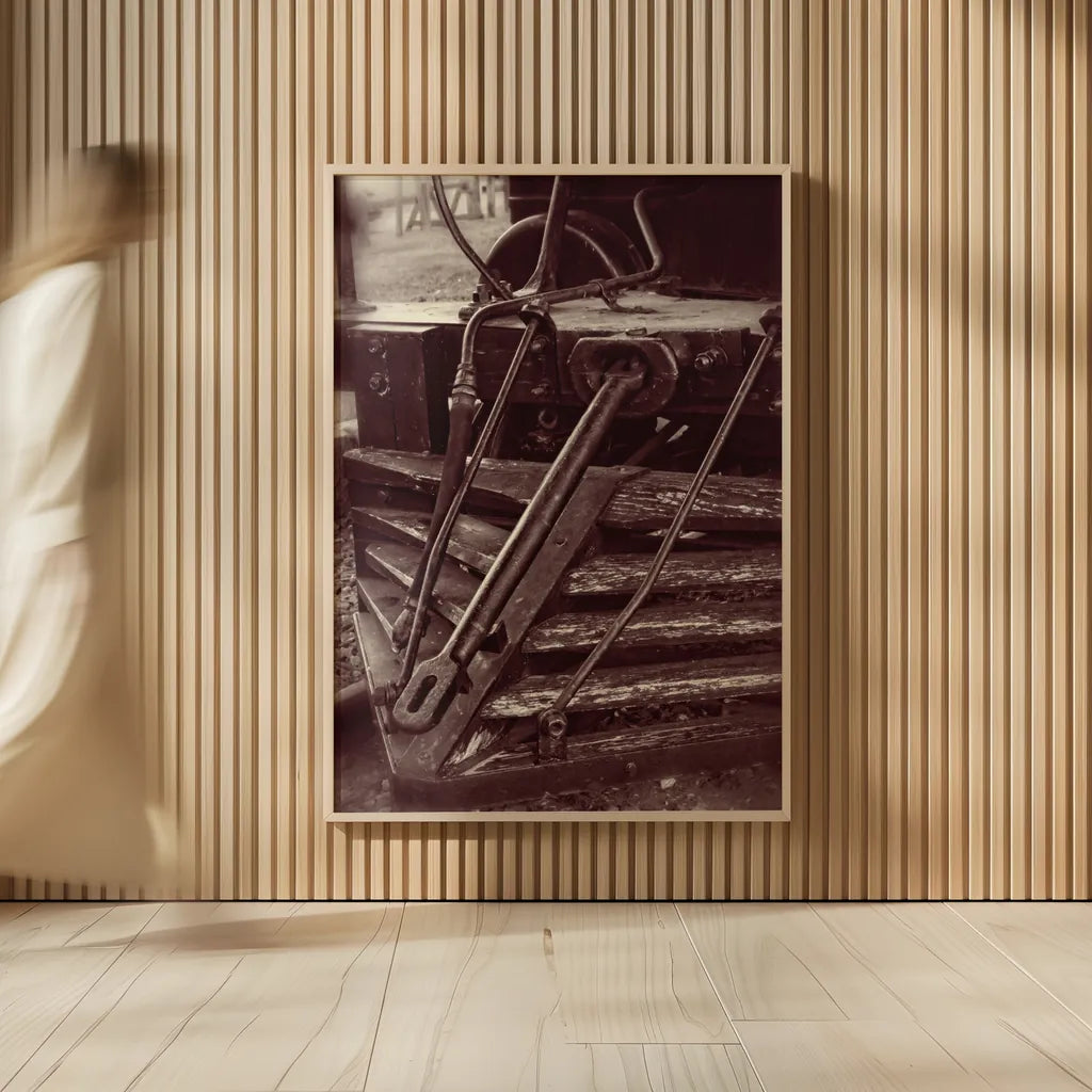 Vintage Train III Sepia by Debra Van Swearingen. shown as over sized large wall art. Available as an archival giclee rolled canvas, fine art paper, or poster print. SKU 88468h.