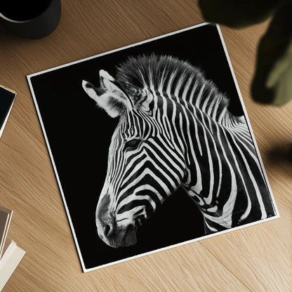 Zebra VII by Debra Van Swearingen. Shown as a detailed flat fine art print, highlighting archival giclee quality. Available as an archival giclee rolled canvas, fine art paper, or poster print. SKU 19455a.