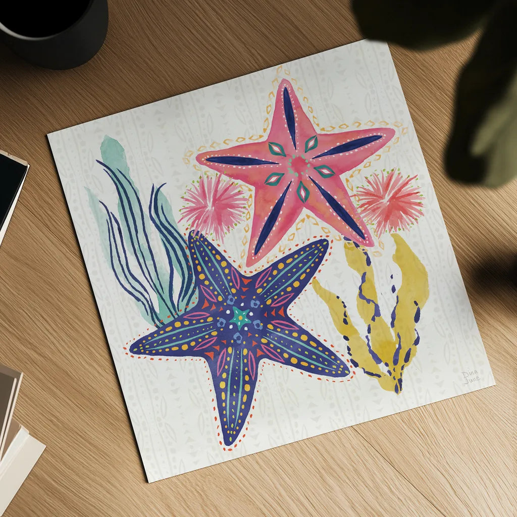 Along The Coast II by Dina June. Shown as a detailed flat fine art print, highlighting archival giclee quality. Available as an archival giclee rolled canvas, fine art paper, or poster print. SKU 85296a.