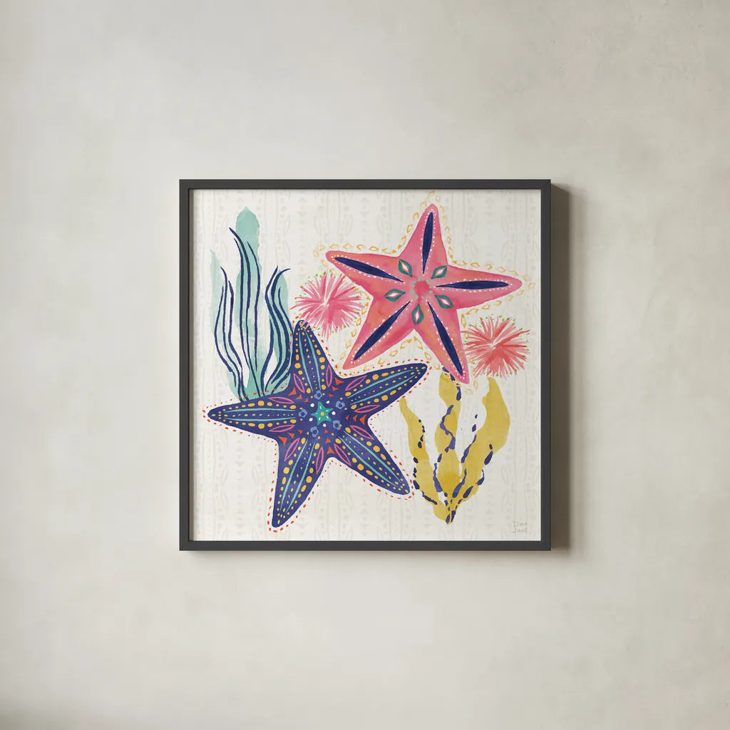 Along The Coast II by Dina June. Shown in a sleek black glass frame for a contemporary gallery look. Available as an archival giclee rolled canvas, fine art paper, or poster print. SKU 85296a.