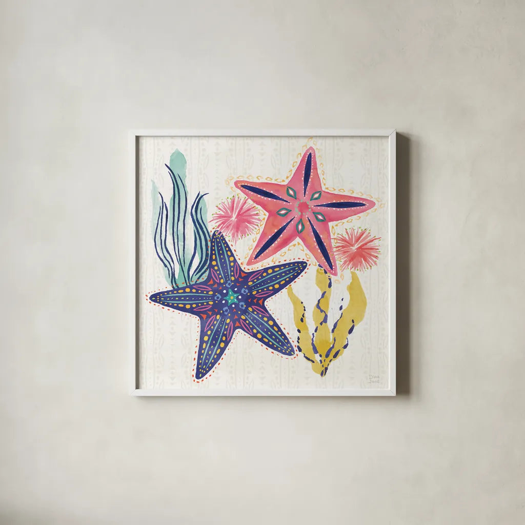 Along The Coast II by Dina June. Shown in a crisp white glass frame for a clean and minimalist style. Available as an archival giclee rolled canvas, fine art paper, or poster print. SKU 85296a.