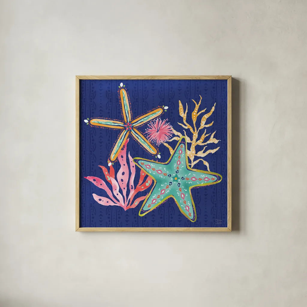 Along The Coast III by Dina June. Shown in a natural wood glass frame for a timeless modern aesthetic. Available as an archival giclee rolled canvas, fine art paper, or poster print. SKU 85297a.