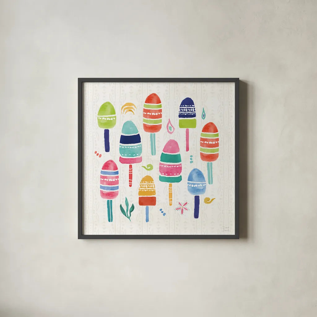 Along The Coast VI by Dina June. Shown in a sleek black glass frame for a contemporary gallery look. Available as an archival giclee rolled canvas, fine art paper, or poster print. SKU 85300a.