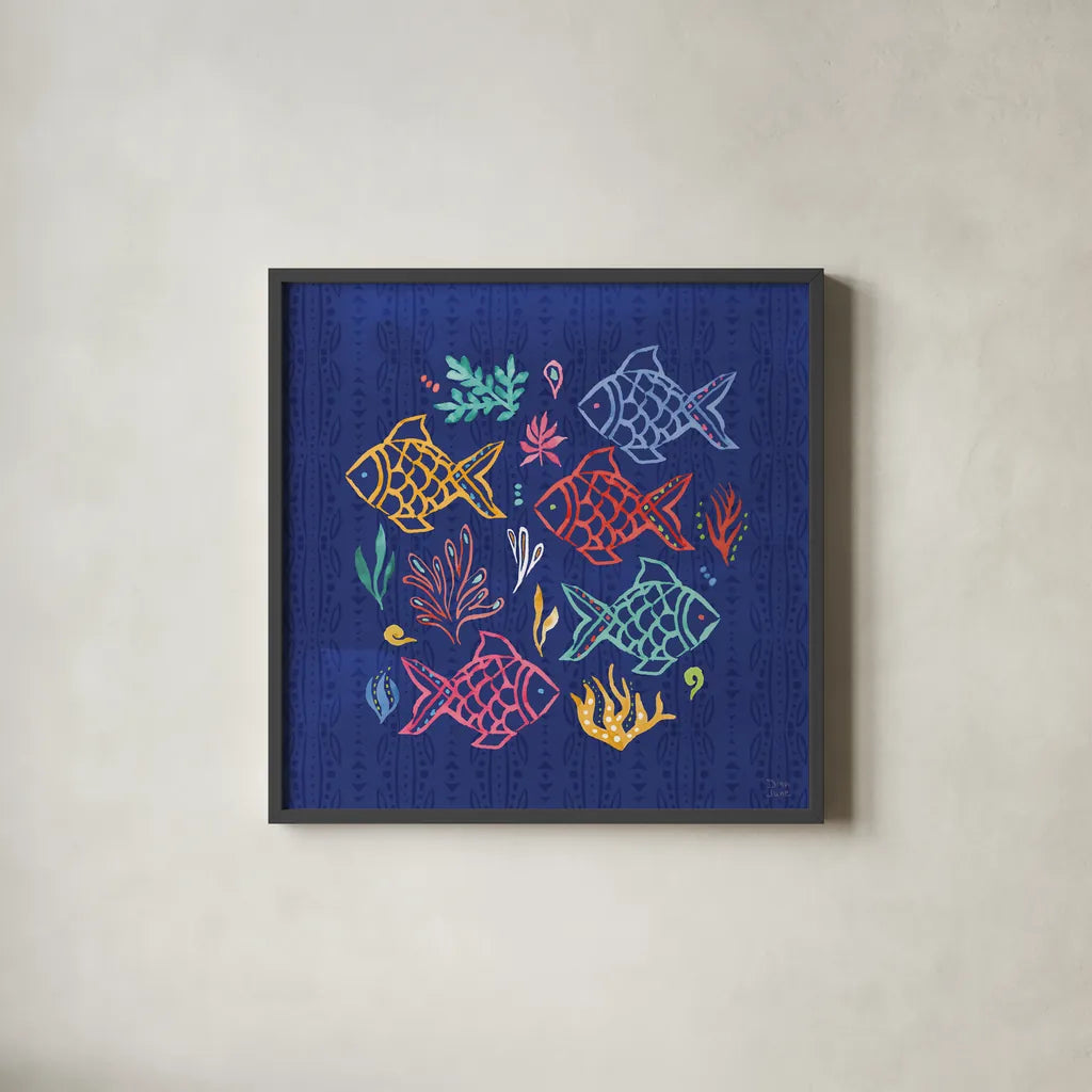 Along The Coast VII by Dina June. Shown in a sleek black glass frame for a contemporary gallery look. Available as an archival giclee rolled canvas, fine art paper, or poster print. SKU 85301a.