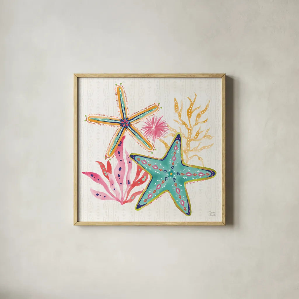 Along the Coast III Light by Dina June. Shown in a natural wood glass frame for a timeless modern aesthetic. Available as an archival giclee rolled canvas, fine art paper, or poster print. SKU 86004a.