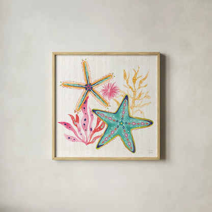 Along the Coast III Light by Dina June. Shown in a natural wood glass frame for a timeless modern aesthetic. Available as an archival giclee rolled canvas, fine art paper, or poster print. SKU 86004a.